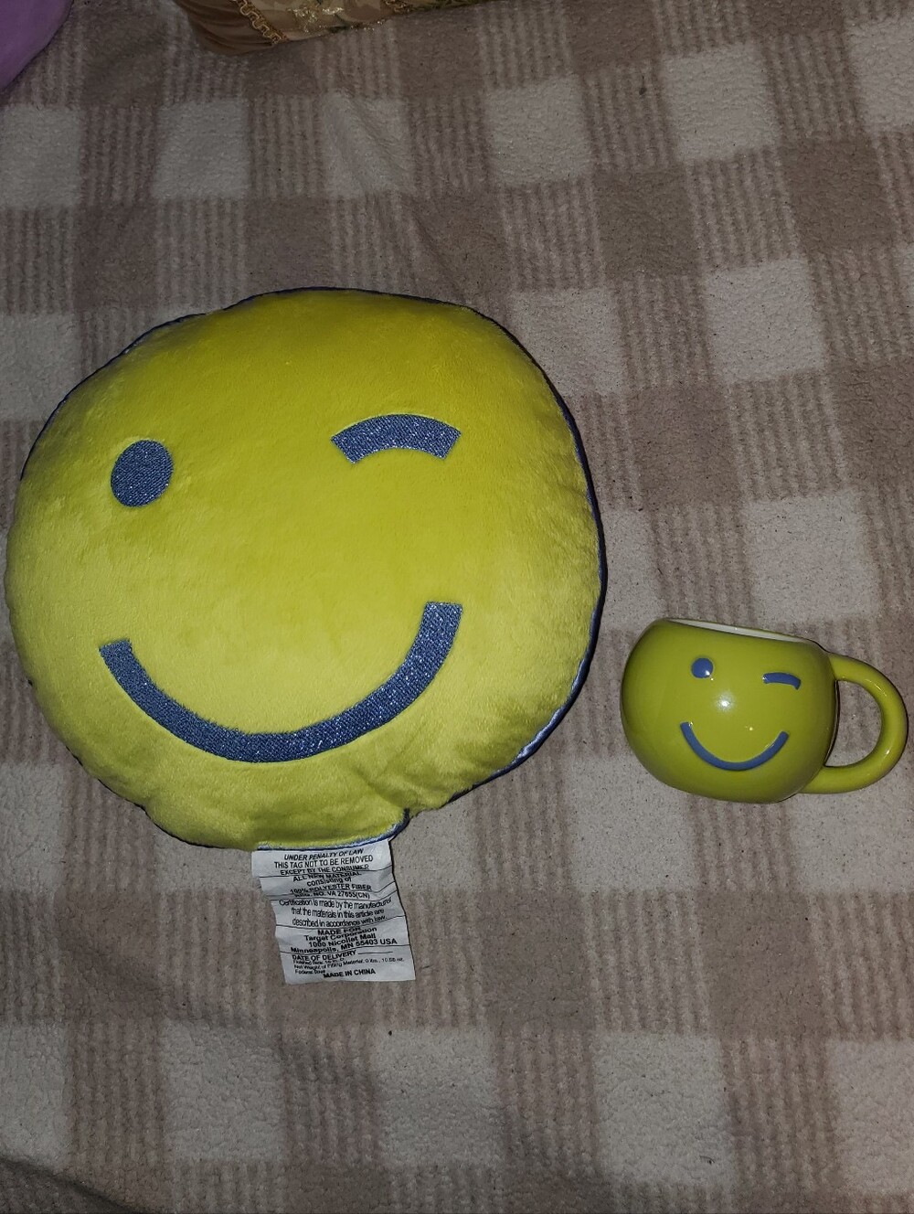 5 for $25 | Room Essentials Figural Winky Face Toss Pillow and Mug Matching Set